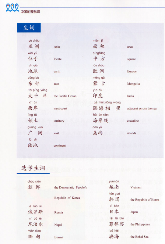 New Chinese Language and Culture Course 7: Common Chinese Geography Textbook [2nd Edition]. ISBN: 9787301284070